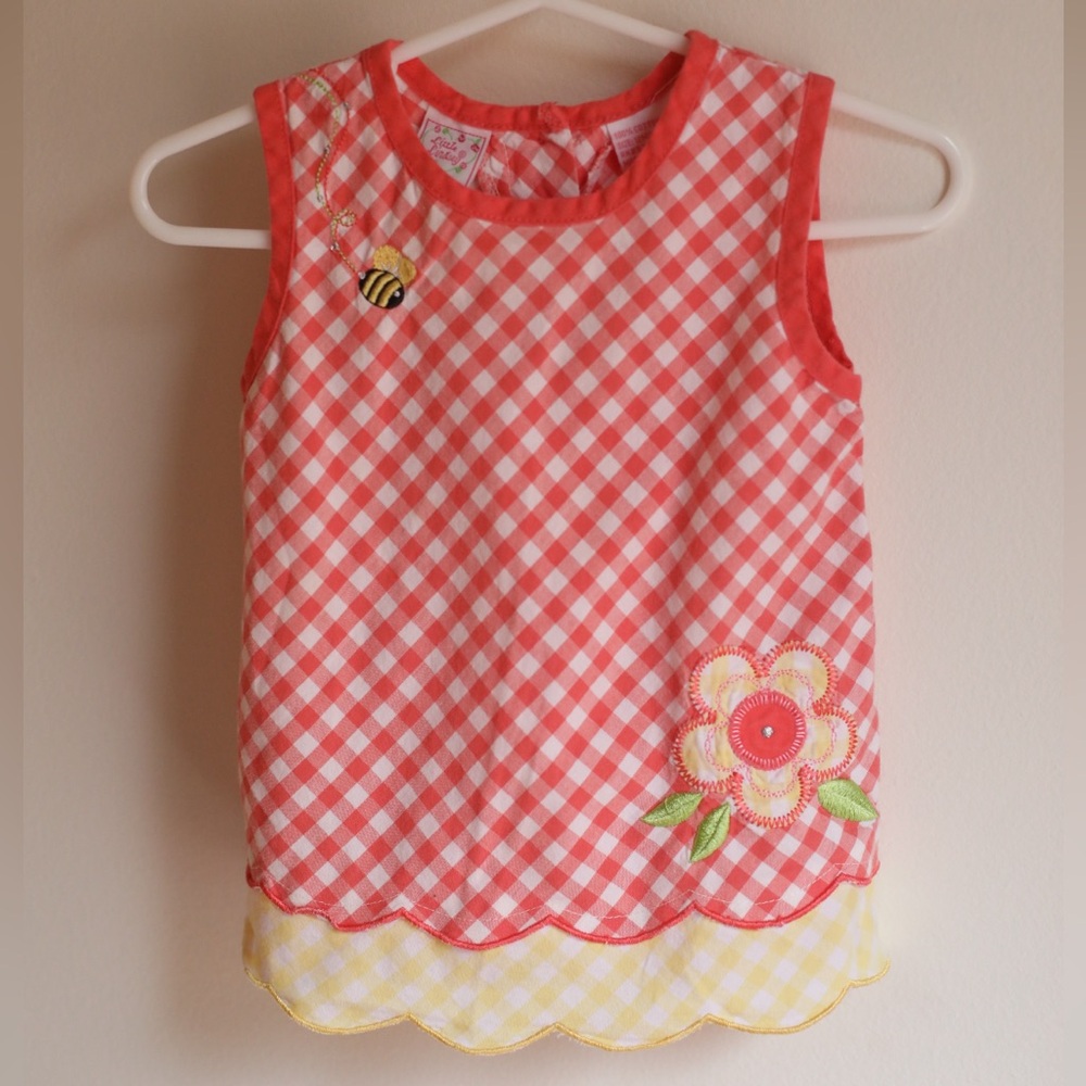 Kids Red and Yellow Gingham Tank‎ Top
